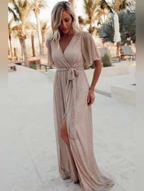 NWT Baltic Born Grace Sparkle Gown Champagne Maxi Bridesmaid Wedding Medium